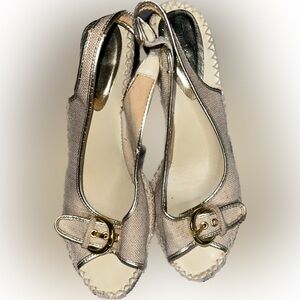 Sold CL by Laundry Cream and Gold Wedges with Decorative Buckle